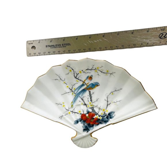 Fan Dish Fine China Jay Imports Japan Hand Painted 9.5" x 6.25" - Picture 6 of 6